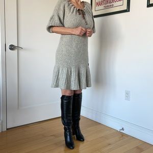 GALLIANO midi knit grey dress